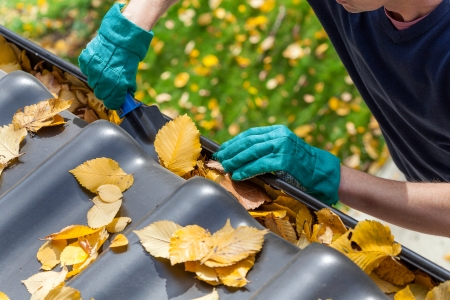 Close up of clogged gutter