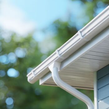close up of gutters on home
